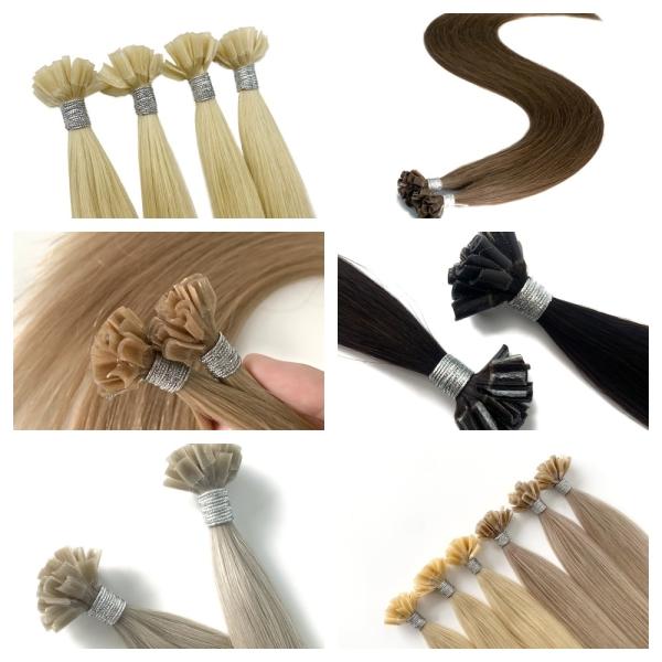 Double Drawn Italian Prebonded Human Hair Extensions I Tip U Tip Professional Grade
