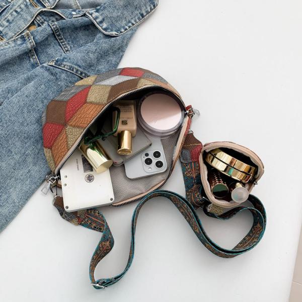 AUTUMN AND WINTER RETRO CROSSBODY BAG BAG FEMALE BAG FASHION CHEST CROSSBODY BAG NEW NICHE DESIGN MOBILE PHONE RETRO FAN