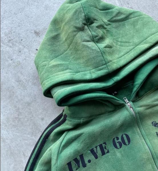 Custom Reversible Reverse Weave Heavy Weight Cotton Distressed Vintage Acid Wash Oversized Boxy Zip Up Double Hooded Hoodie