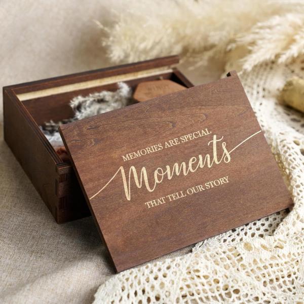 Boîte cadeau de mariage en bois créatif boîte de stockage de souvenirs boîte de couleur brûlée en bois massif rétro