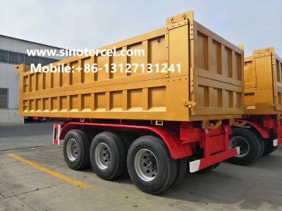 Length 7500mm 3 Axle Tipper Semi Trailer Truck Tipping Trailers Yellow
