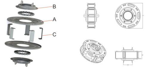Low Noise Rollup Door Spring Box Galvanized Steel Surface Screw Installation