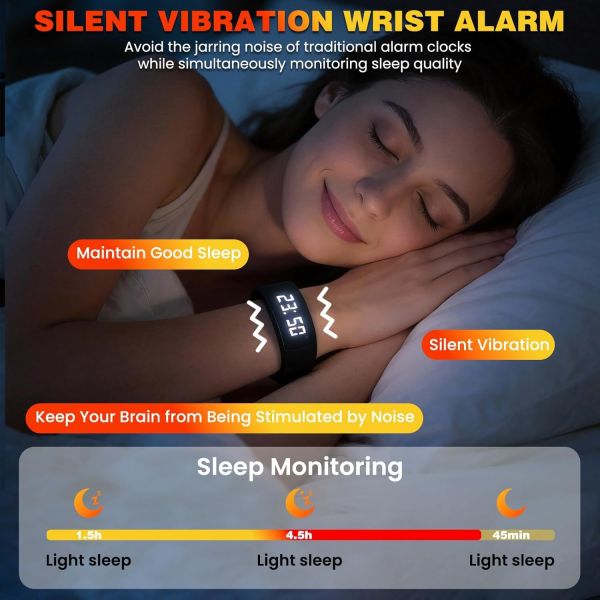 Manufacture Smart Bracelet Fitness Watch Alarm Clock Step Counter Smart Wristband Sport Sleep Monitor Smartband Vibrating Alarm Wristband Electric Clock Watch Shock Silent Sleeps Wrist Sleep Bracelet
