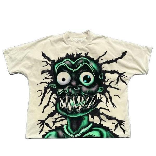 Knitted Cotton Custom Men's T-Shirt with Distressed DTG Print and Boxed Crop Design