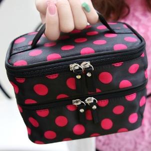 Double high-capacity zipper makeup bag lady's handbag