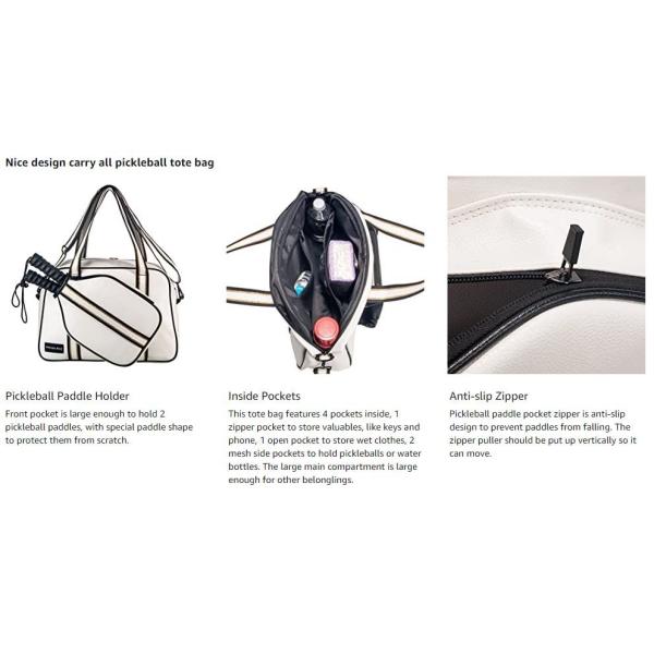 Sac fourre-tout au pickleball des femmes de polyester de cuir d'unité centrale, sac marin de pickleball