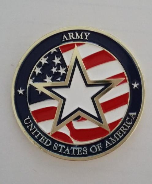 45mm dia. Double-sidedUSA ARMY zinc alloy COIN with soft enamel