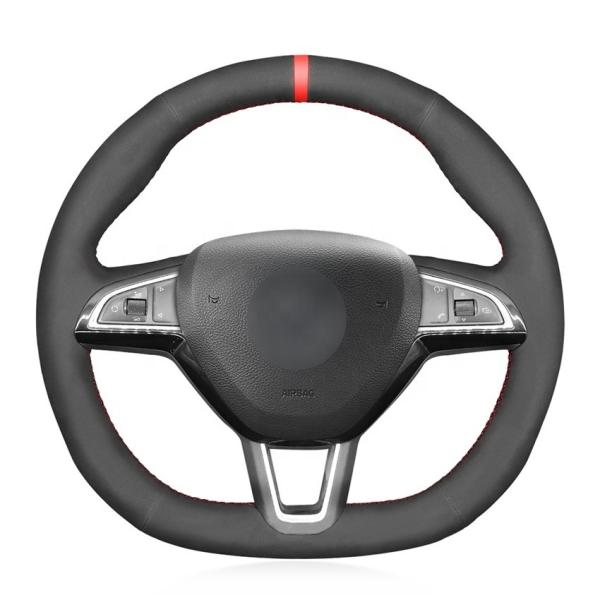 Leather Steering Wheel Cover for Skoda Octavia Fabia Kodiaq Citigo Superb Scala