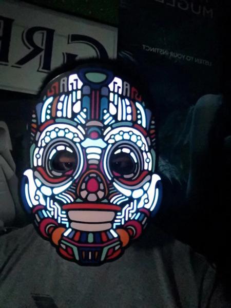 2019 New design Music- activated  LED mask for festival Parties Light up Makeup Dance Mask special  Christmas gift