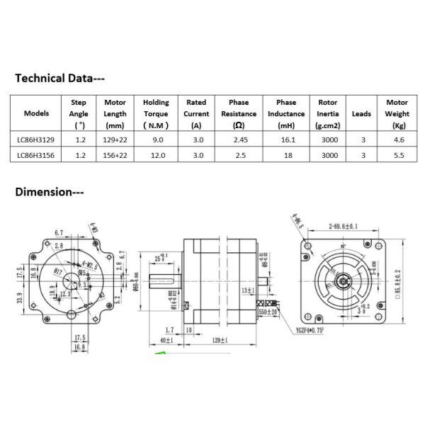 12N.M 3A 3 Phase Nema 34 Closed Loop Motor Closed Loop Stepper Motor With Driver Controller