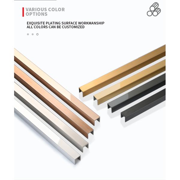 Edge Mirrors Stainless Steel Trim Modern U Shaped Tile Trim 0.24mm - 1mm Thickness