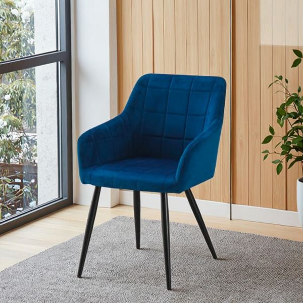Modern Comfortable Ergonomic Eco-Friendly European Modern Dining Room High Back Velvet Armchair Metal Legs for Home Bar Gym Use