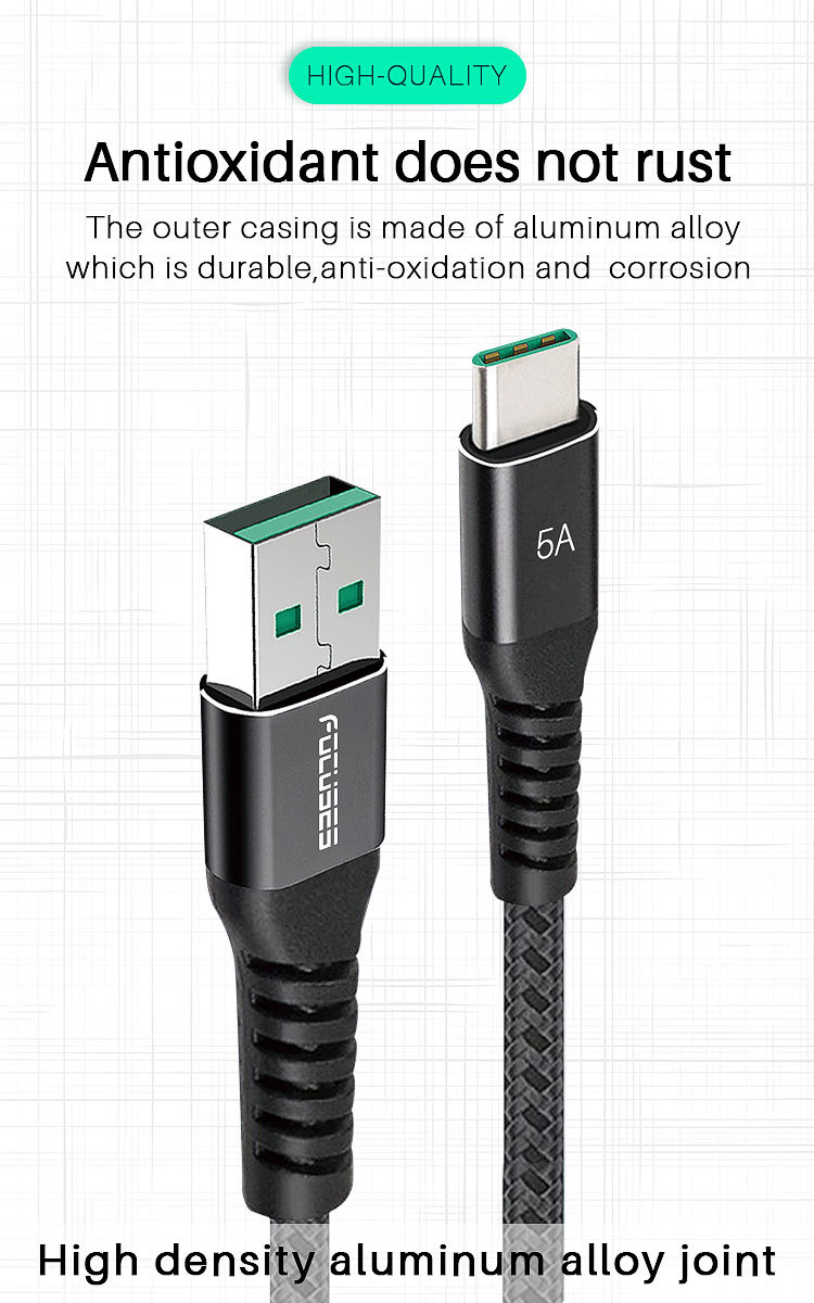 5A 100W Quick Charge USB A To Type-C Cable 10Gbps OEM