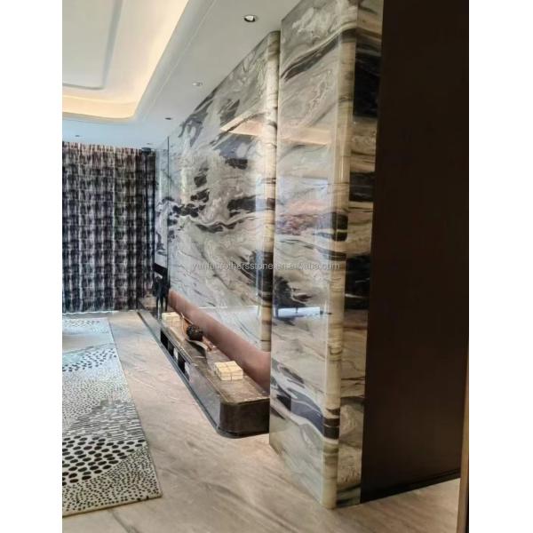 Modern Ink Painting Marble Big Slab Honed Grey Wall Panel and Kitchen Countertop Tile