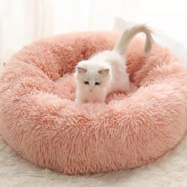 Wholesale Nice Quality Multi-Colors 60*60*4.5cm Soft Heating Nest Round Donut Pet Dog Beds For Pet Cat Dog
