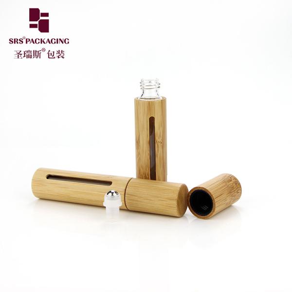 Biodegradable 10ML Bamboo Roll On With Bamboo Cap Empty Inner Glass Bottle In Stock