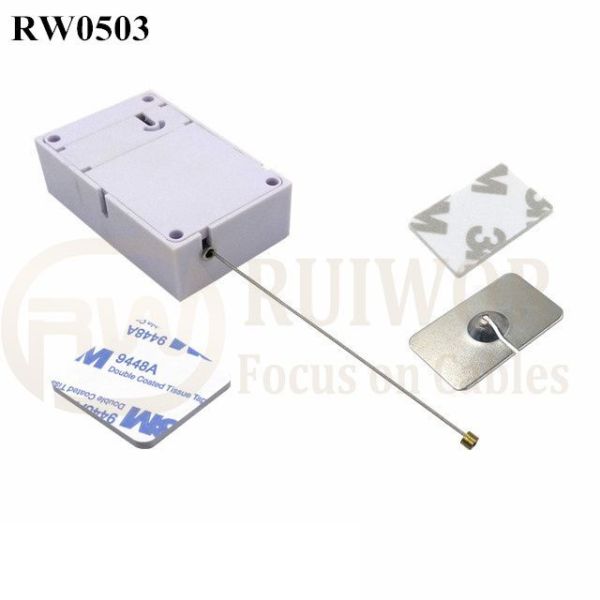 RW0503 Cuboid Anti Theft Pull Box With 35X22mm Rectangular Adhesive Metal Plate For Mobile Phones Retail Security Display