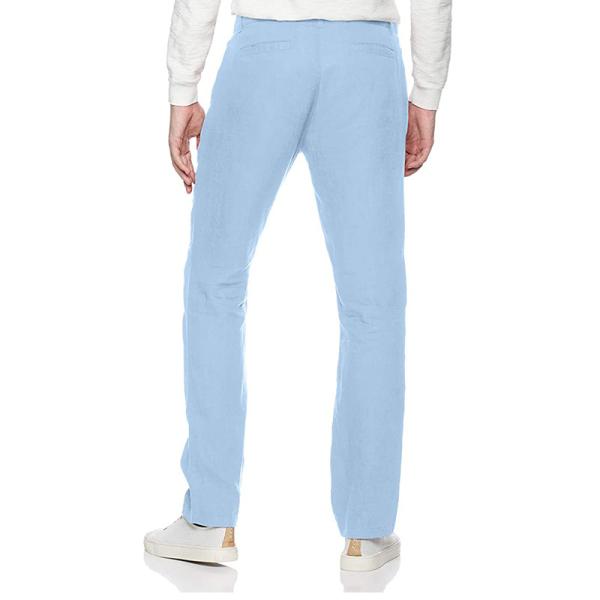 Multicolor Mens Lightweight Summer Linen Trousers Breathable Straight Leg Dress Pants
