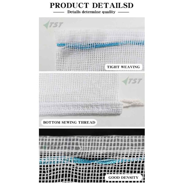 50lb 75lb Pp White Leno Mesh Bag Customized Logo For Fresh Vegetable Fruit Packing