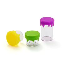 5 ml 10 ml Mini Jar de silicone Cera Pequeno recipiente de vidro Concentrado Acrílico de armazenamento Jar de vidro com tampas de silicone