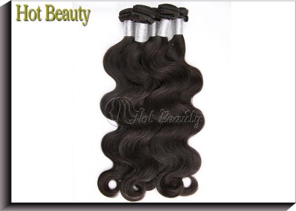 Black Peruvian Virgin Remy Human Hair Extensions Body Wave Type