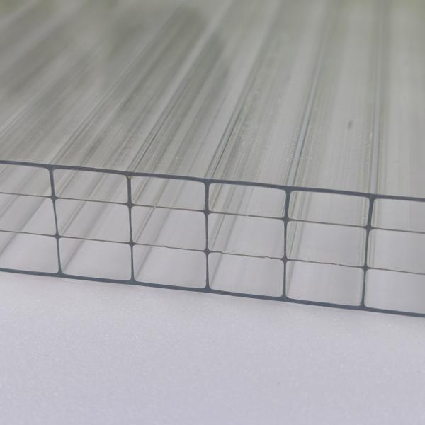OEM Transparent 20mm Four Layer Plastic Polycarbonate Hollow Sheet Excellent Thermal Insulation And Impact Resistance