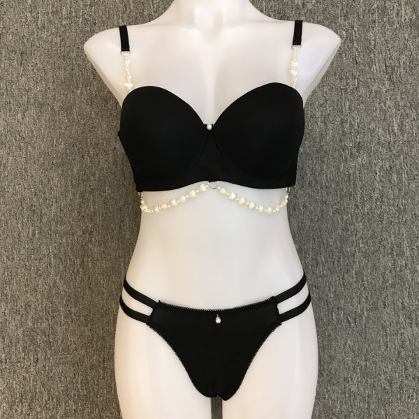 High Quality Women Romantic Panty Bra Set Wholesale Pearl Decoration Cute Fancy Women BRA Set PLUS SIZE 46-52C