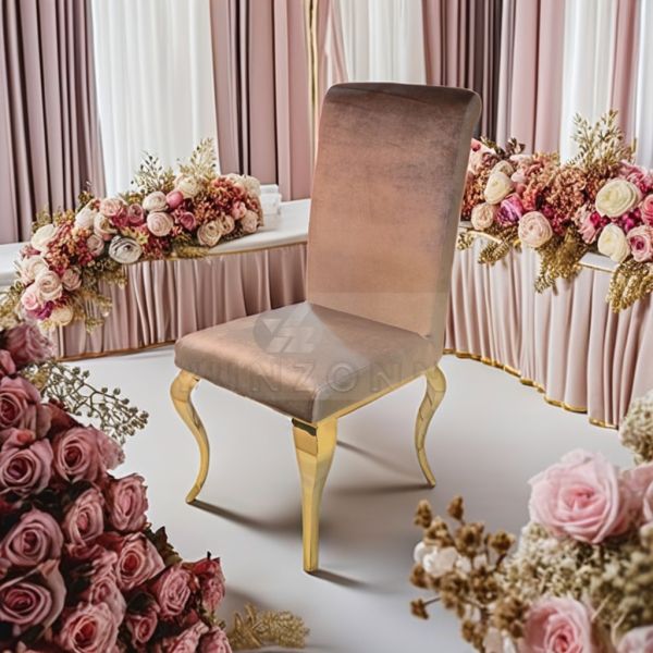 Stainless Steel Wedding Chair for Outdoor Events Coffee Shops Apartments Velvet Fabric Upholstered Dining Chair for Living Room
