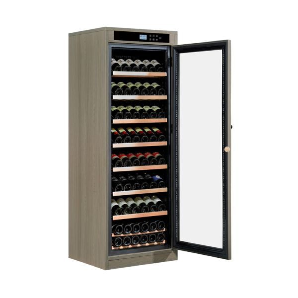 Wooden Frame Electric Cigar Cooler with Consistent Humidity Control and Glass Door Secure Locker