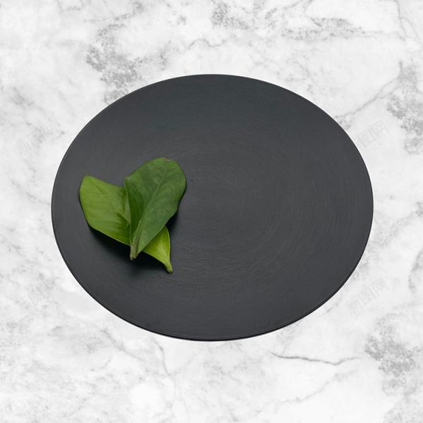 Camping Matte Black Melamine Salad Plate 14'' Non Toxic Round