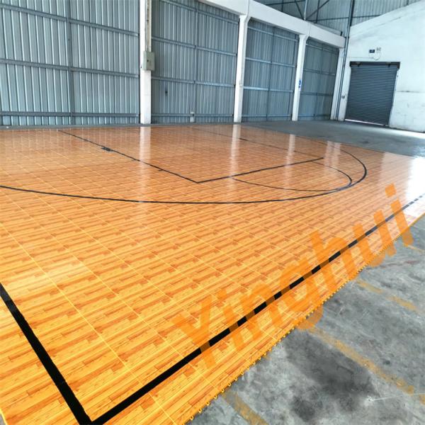 Slip Resistant Wood Look Plastic Modular Floor Tiles Interlocking Basketball Court Flooring