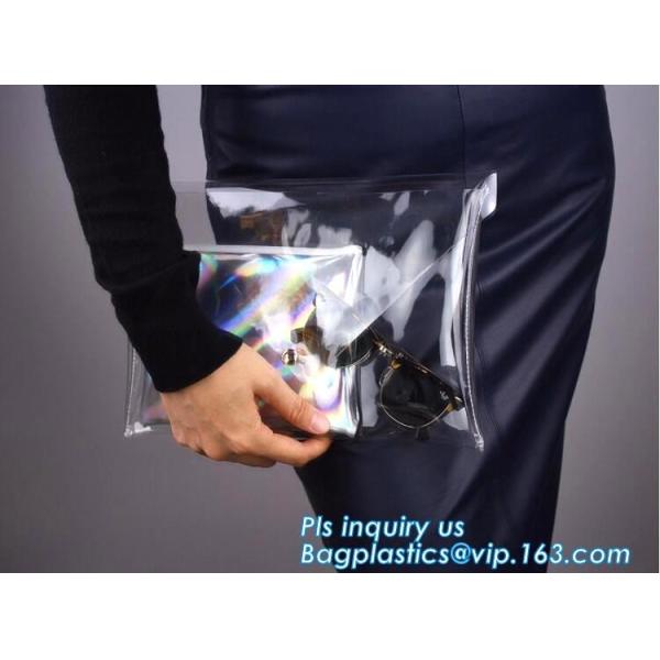 Eco-friendly Practical Waterproof Transparent Zipper Hand Bag PVC Cosmetic Clutch Bag For Gift Promotion, purse, wallet