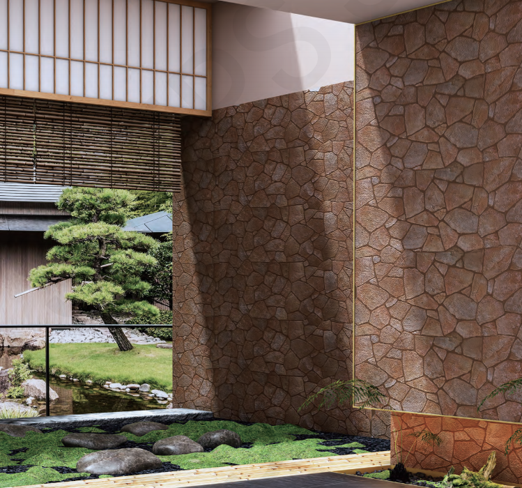Artificial PU Stone Rubble Effect Wall Panel Weatherproof Faux Stone Veneer For Exterior Wall