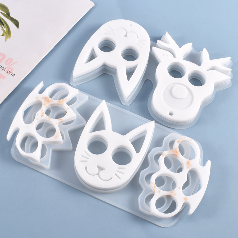 DIY Crystal Dropping Glue Mold Keychain Fist Buckle Cat Face Silicone Mold Finger Tiger Silicone Mold Wholesale