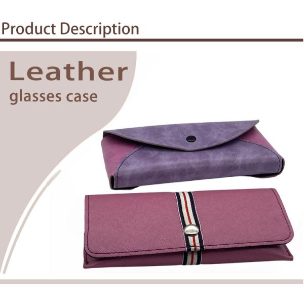 Purple Oem Labels Soft Leather Eyeglass Pouch Portable Hot Stamping Logo