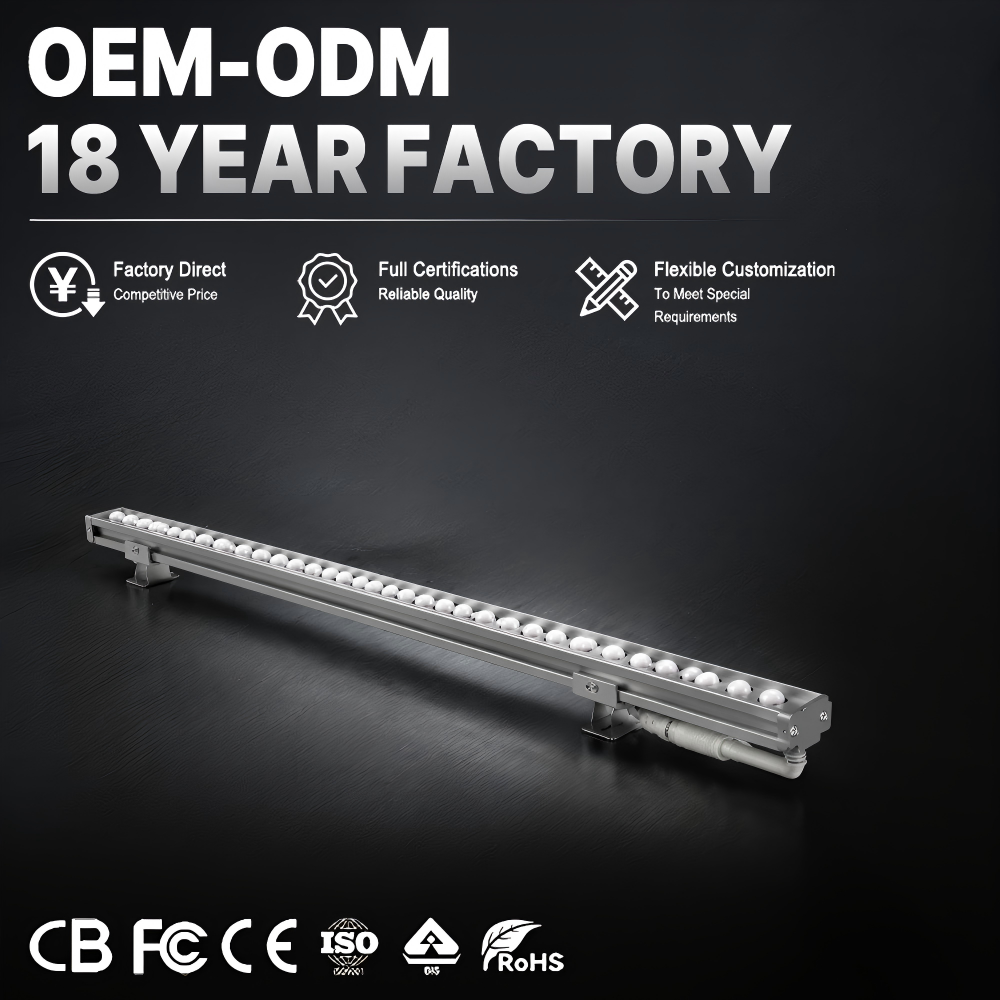 Slim 12W DC24V Linear LED Wall Washer , Aluminum Housing LED Wall Wash Outdoor Lighting