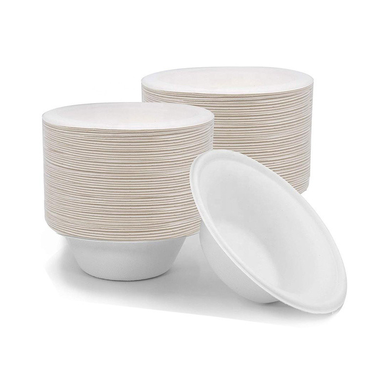 Biodegradable Disposable Sugarcane Bagasse Paper Pulp Container Soup Salad Bowl with Lid