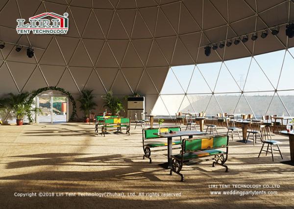 Geodesic Dome Shaped Tents Connected With Small One For Entrance / Restaurant