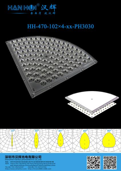 272×272mm 10°/30°/45°/60°/90° Disponible 408 pièces 3030LEDs Lentilles LED haute puissance Pour l'éclairage du stade