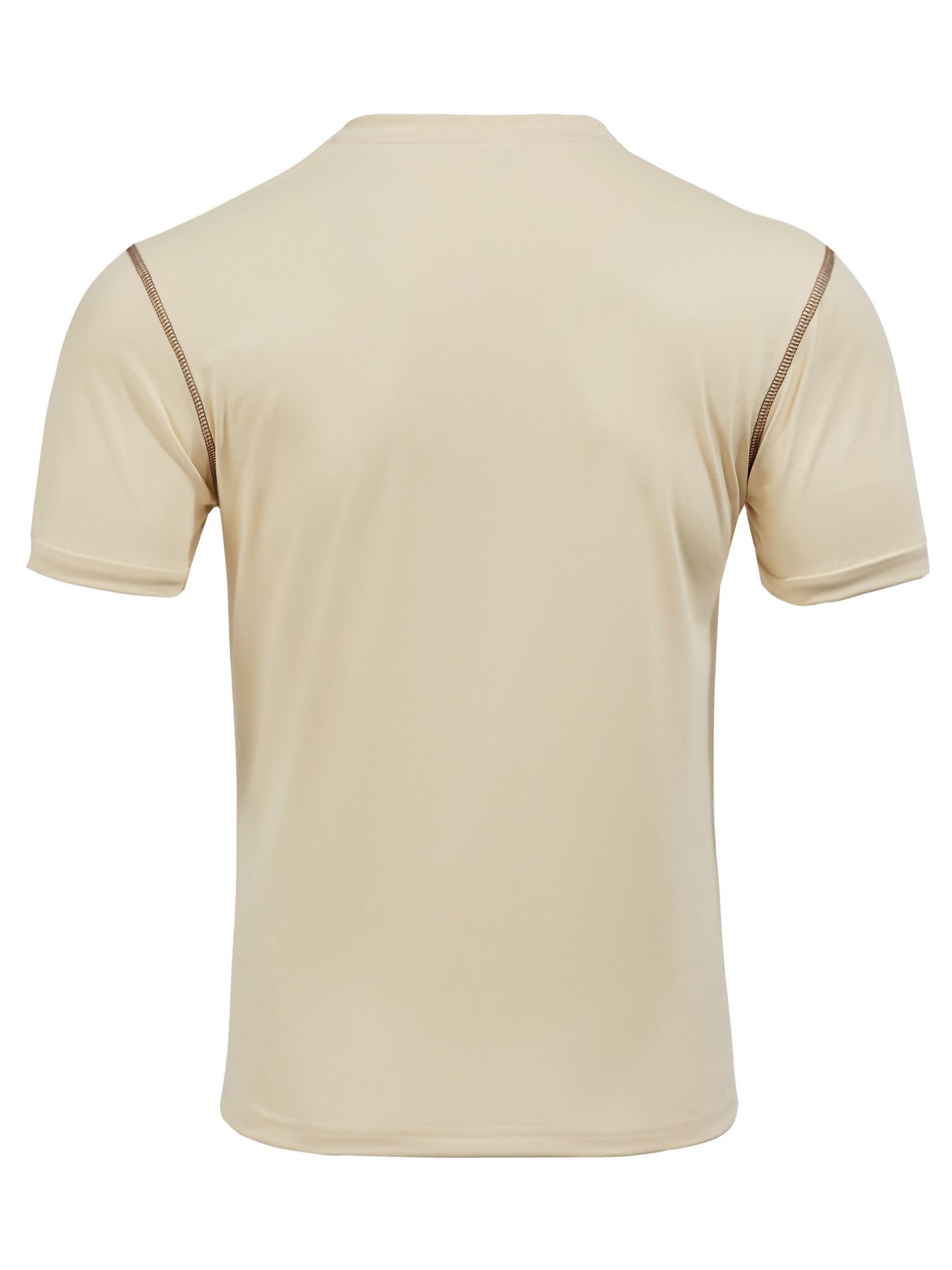 Men's Stand Collar Short Sleeve Polo Shirt with Contrast Stitching and Polyester Cotton Blend Fabric