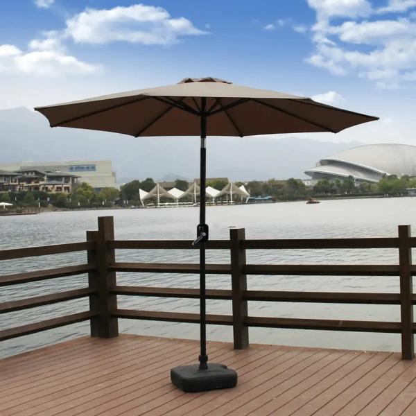 Leisure Modern Style Steel Made Beach Umbrella with Hand Crank and Waterproof Fabric