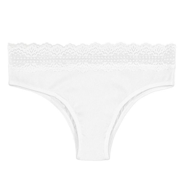 Os Underwears das mulheres de nylon brancos olá! cortaram a cuecas sem emenda do laço do breve biquini ocasional das cuecas