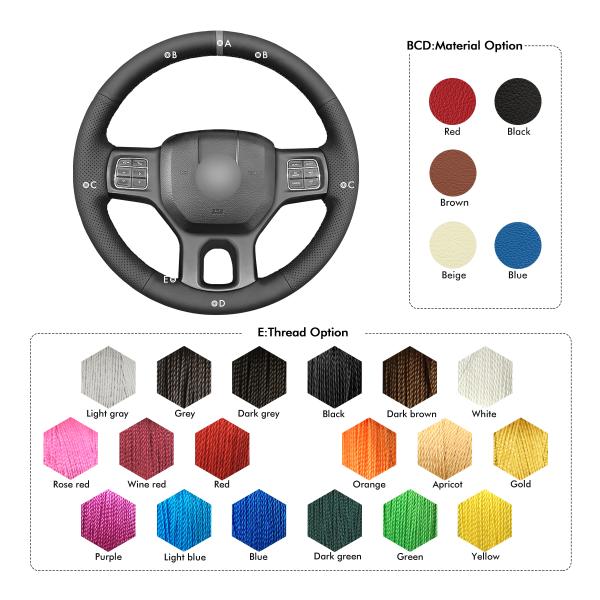 Custom Hand Stitching PU Leather Steering Wheel Cover for Dodge RAM 1500 3500 2013 2014 2015 2016 2017 2018