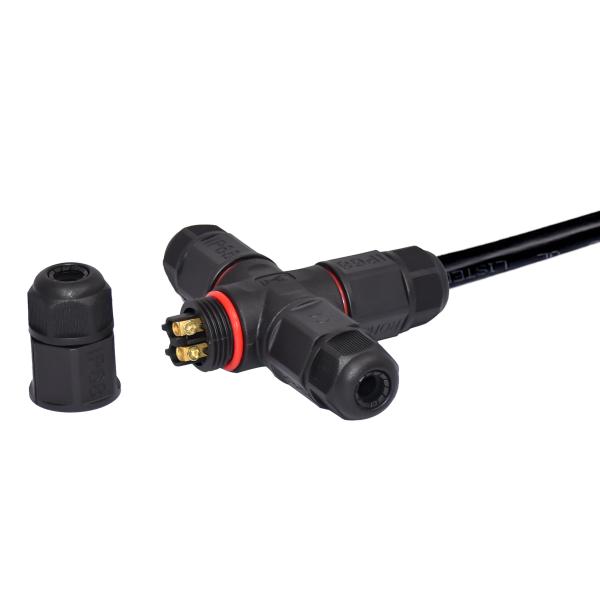 Pa66 PVC LED L20 T Waterproof Cable Connector CuZn 3 Way 4 Pin