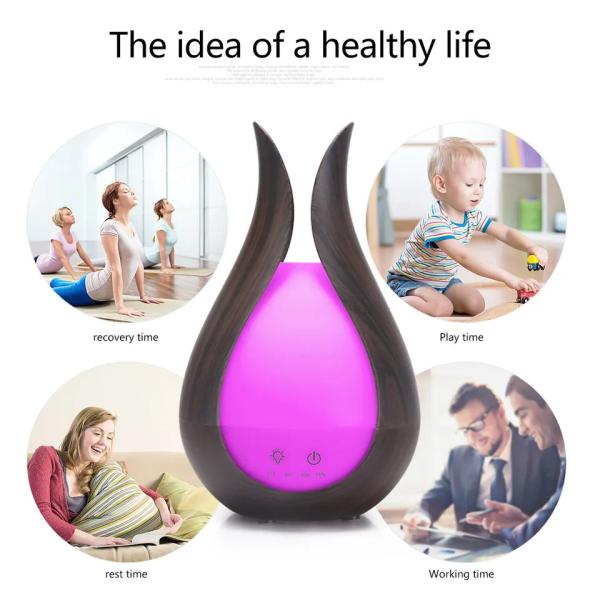 Máquina de aromaterapia doméstica Difusor de aroma de capacidade 300ml Mini umidificadores de ar portáteis de ultra-som com luz noturna