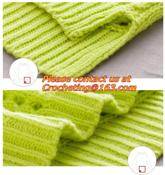 Crochet,Women Loose Crochet Knitted Blouse Wears O-Neck Hollow Pullover Wool Sweaters Top