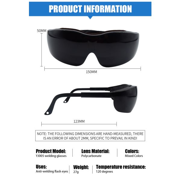 New Style 8 Degree Gray Eyewear Protective Eyes Helmets Weld Goggles Welding Glasses Welder