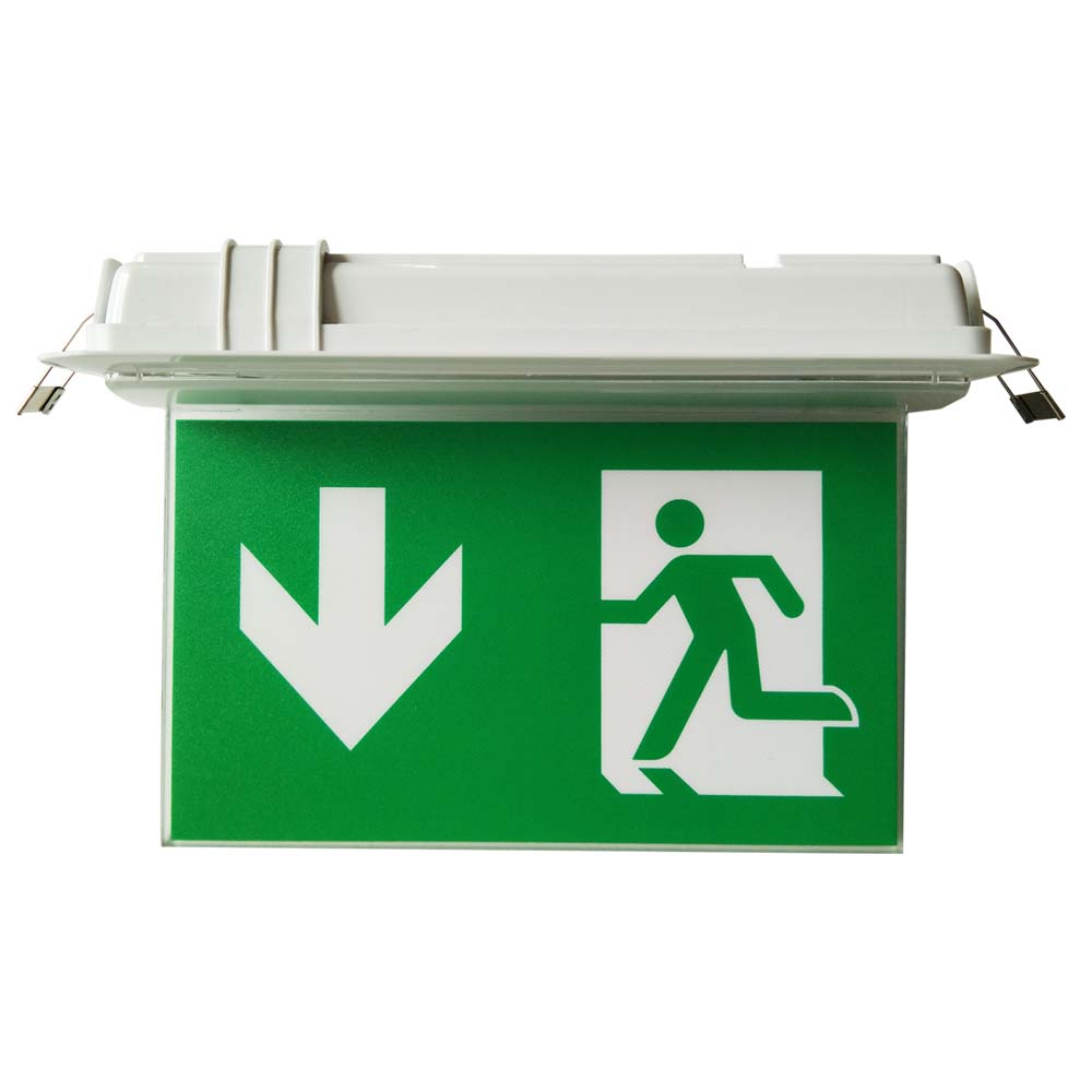 Ceiling Recessed LED Emergency Light and Exit Sign Light with Ni-Cd Battery, 3-Year Warranty, and 6500K Cold White LED