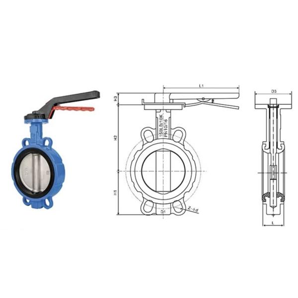 Centerline Concentric Wafer Type Butterfly Valve Dn100 Pn16 Epdm Seat Handle Operated