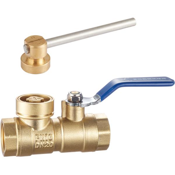 1206 FxF Double Shut-off Brass Ball Valve set Sizes DN20 DN25 DN32 Magnetic /Polygon headed /Mech. Code Lockable Design